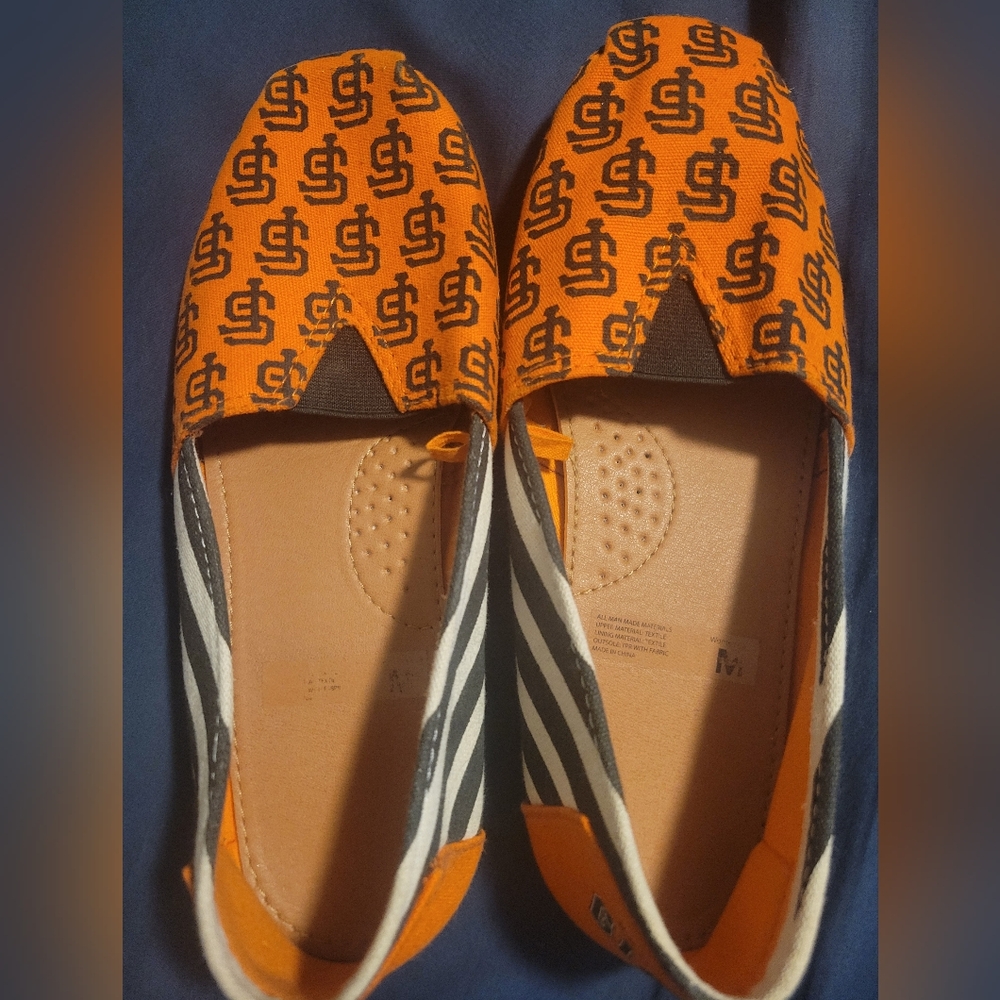 San Francisco Giants Womens Orange Black Slip-On Casual Outdoor Shoes Size